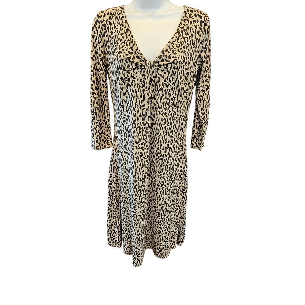 NWT ann taylor leapord print dress v neck long sleeve sz 4 career casual chic